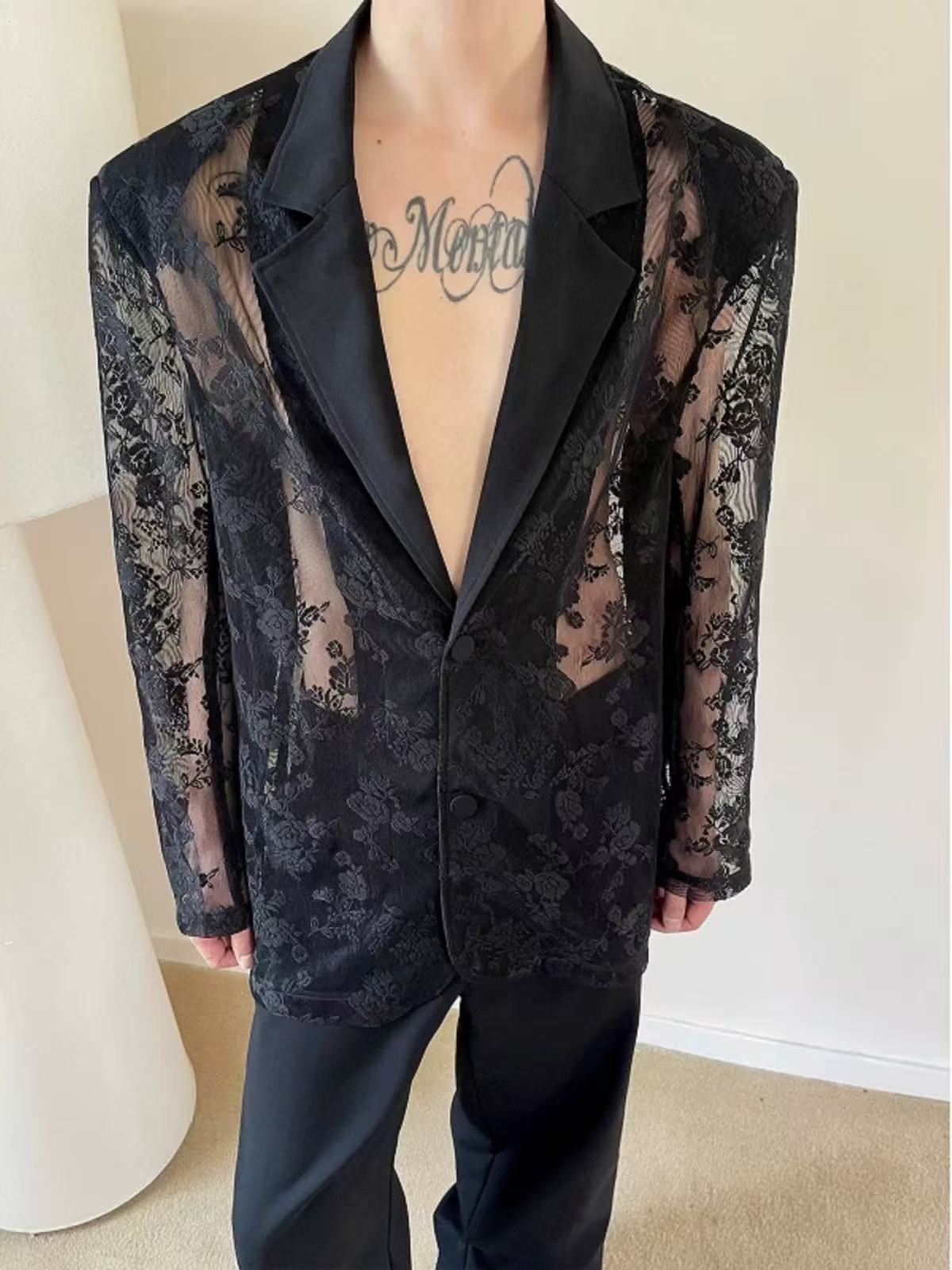 Jacquard embroidered suit